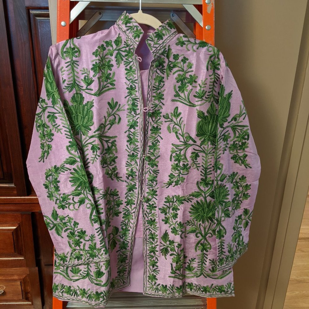 Kashmiri Silk Embroidered Jacket NWOT